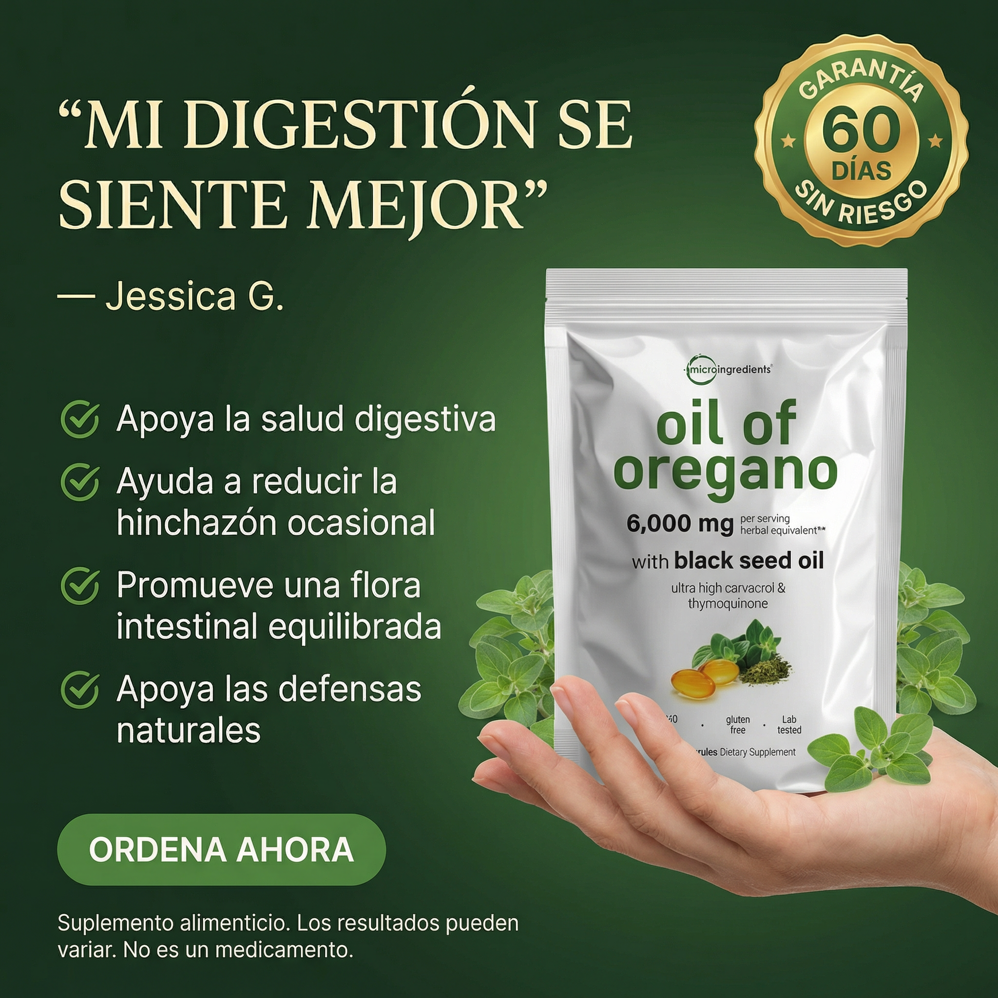 Aceite De Orégano 6000 Mg 60 Cápsulas